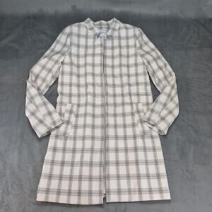 Carolina Belle Montreal Womens Academia Open Front Plaid Blazer Coat Jacket M